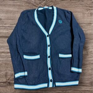 AT&T Employee Cardigan Sweater Size Small Navy Pullover Work Wear